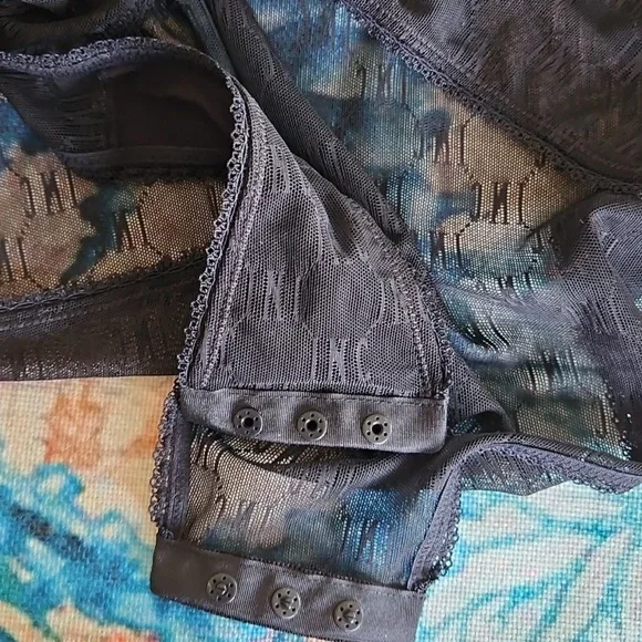 I.N.C. Intimates Size XL Black Sheer Lace and Mesh Bodysuit - Picture 10 of 15